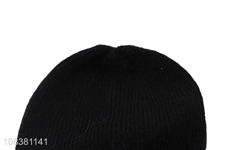 Hot Sale Kids Winter Hat Black Beanie Knitted Hat