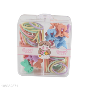 Wholesale colorful hair rings hair claw set kids baby hair accessories