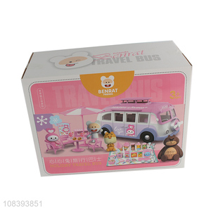 Popular products cute holiday travel bus toys pretend play set toys