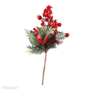 Factory wholesale red berries pine cone christmas twigs