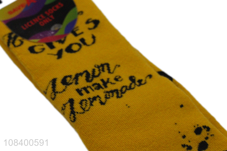 Wholesale from china fashion printed yellow socks women socks