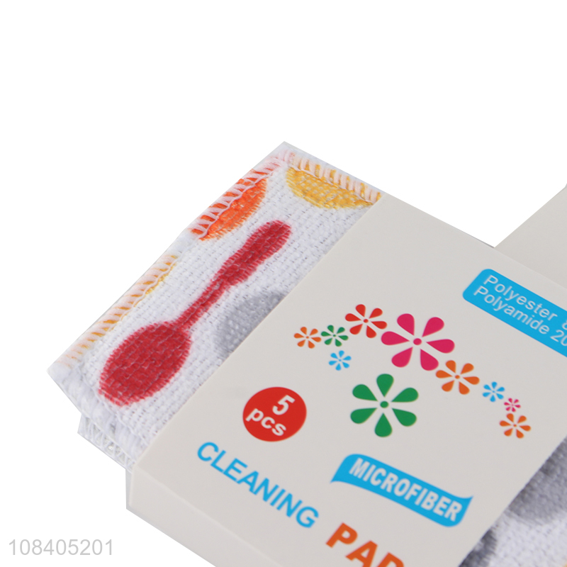 Wholesale 5 pieces double-sided cleaning pads dish scrubber for kitchen