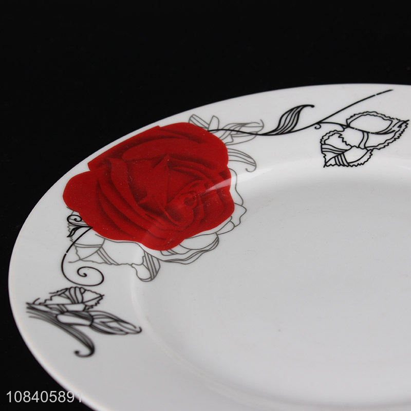 Factory direct sale round flower pattern ceramic plate