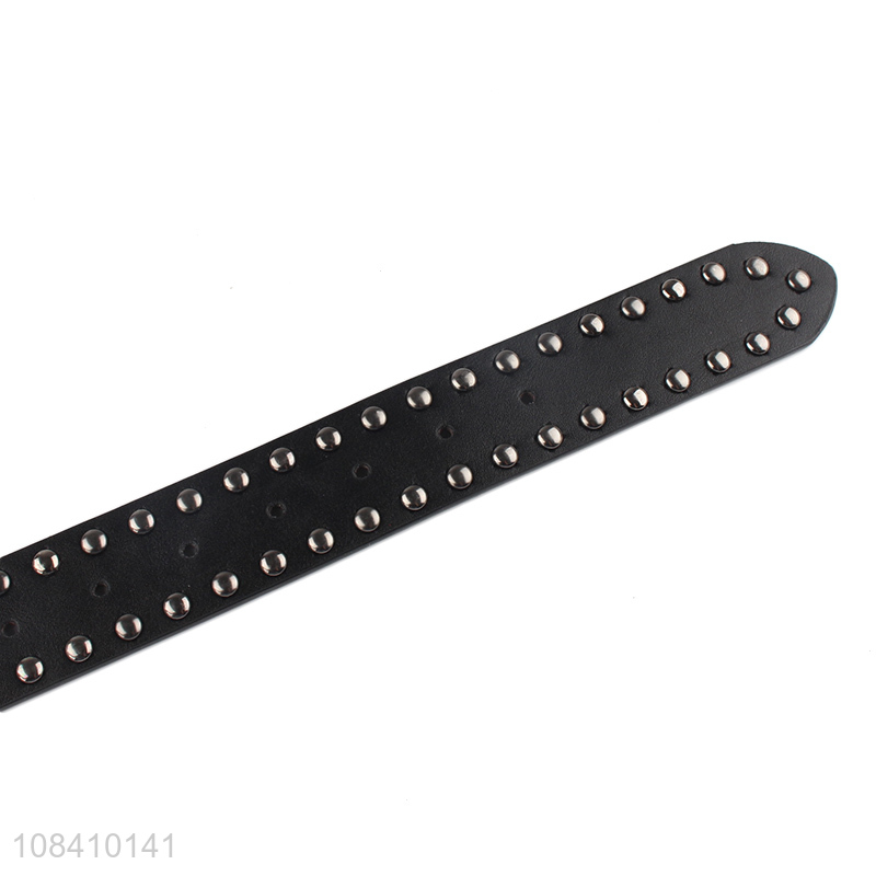 Hot selling cool rivet studded belt pu leather belt for men and women