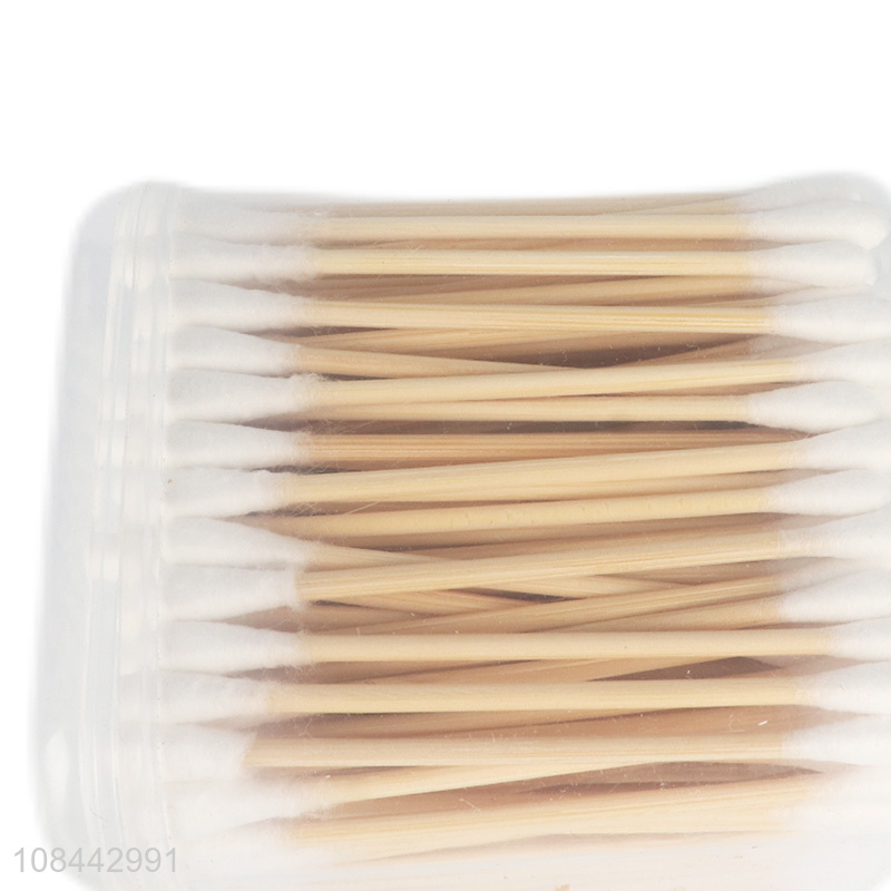 Wholesale 200pcs double tips wooden stick cotton swabs natural cotton buds