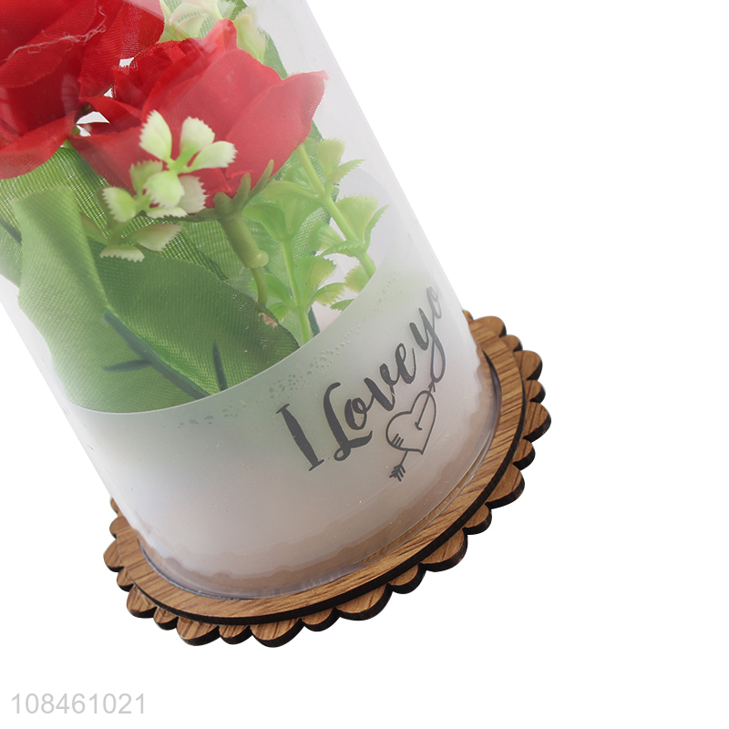 Yiwu market decorative artificial flower with clear glass cover