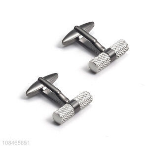 Yiwu direct sale silver cylindrical metal cufflinks