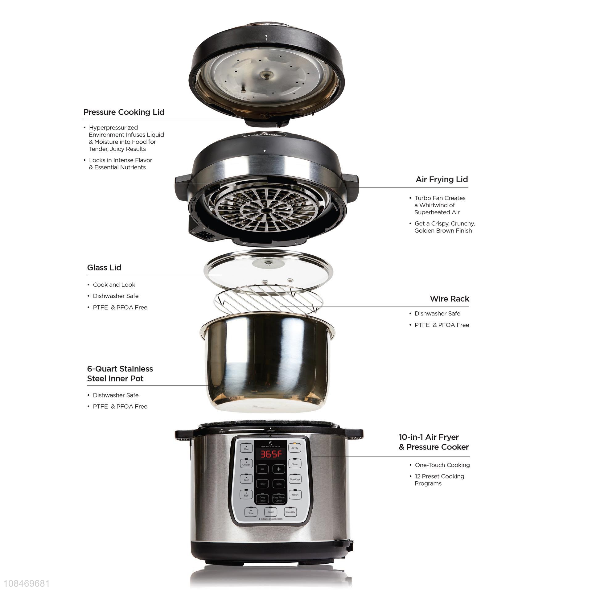 Top selling big capacity high pressure cooker air fryer wholesale