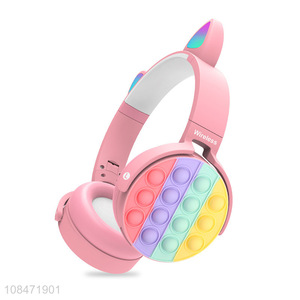 New design 5.0 wireless bluetooth headset pop it headphones with led light