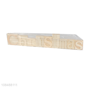 Factory price creative wooden alphabetic stickers for christmas