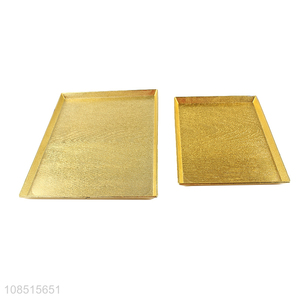 Factory supply rectangular gold serving platter serving tray