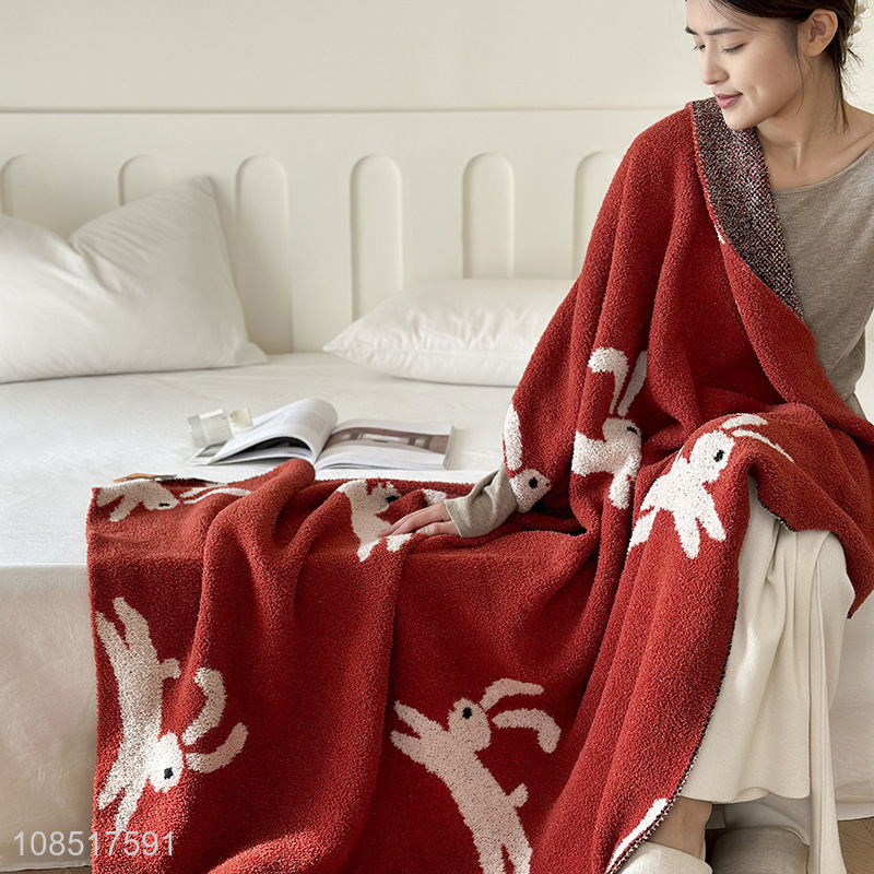 High quality cartoon rabbit throw blanket thick warm nap blanket
