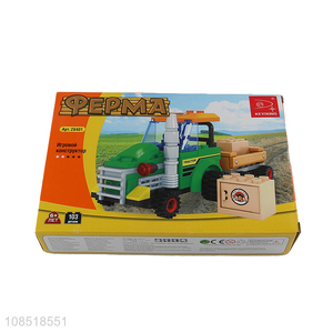 Best price cute educational toys truck farm building block toys