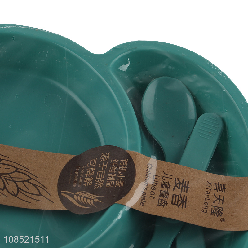 Hot selling sturdy wheat straw dinner plate set for baby toddler
