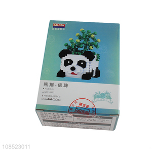 Wholesale kids educational panda potted plant building block toys