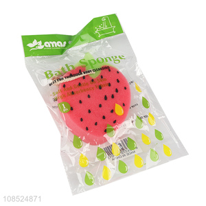 Wholesale strawberry shape exfoliating shower bath sponge body scrubber