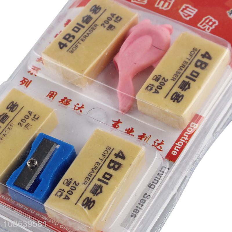 Cheap price 4pieces office binding supplies eraser set