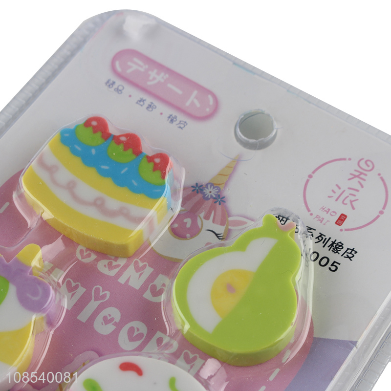 Top selling cartoon food series stationery eraser set