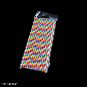 High quality custom rainbow colors striped disposable paper straws