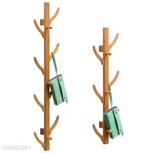 Wholesale entryway wristlet rack wall mounted 8-hook bamboo coat rack