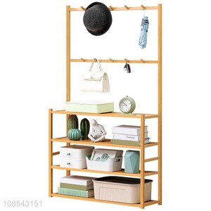 Hot sale multipurposem bamboo storage shelves hat rack for bedroom