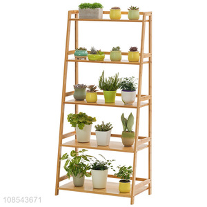 Wholesale 5-tier flower stands floor standing bamboo plant stands