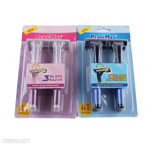 Low price stainless steel triple blades disposable razor