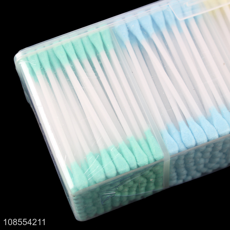 Good quality 320pcs plastic cotton swabs colored cotton buds