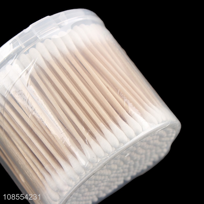 Wholesale 300pcs disposable wooden stick cotton swabs for ears