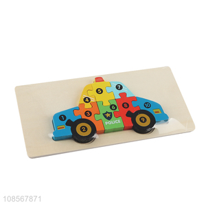 Wholesale wooden educational toy wooden car puzzle for kids