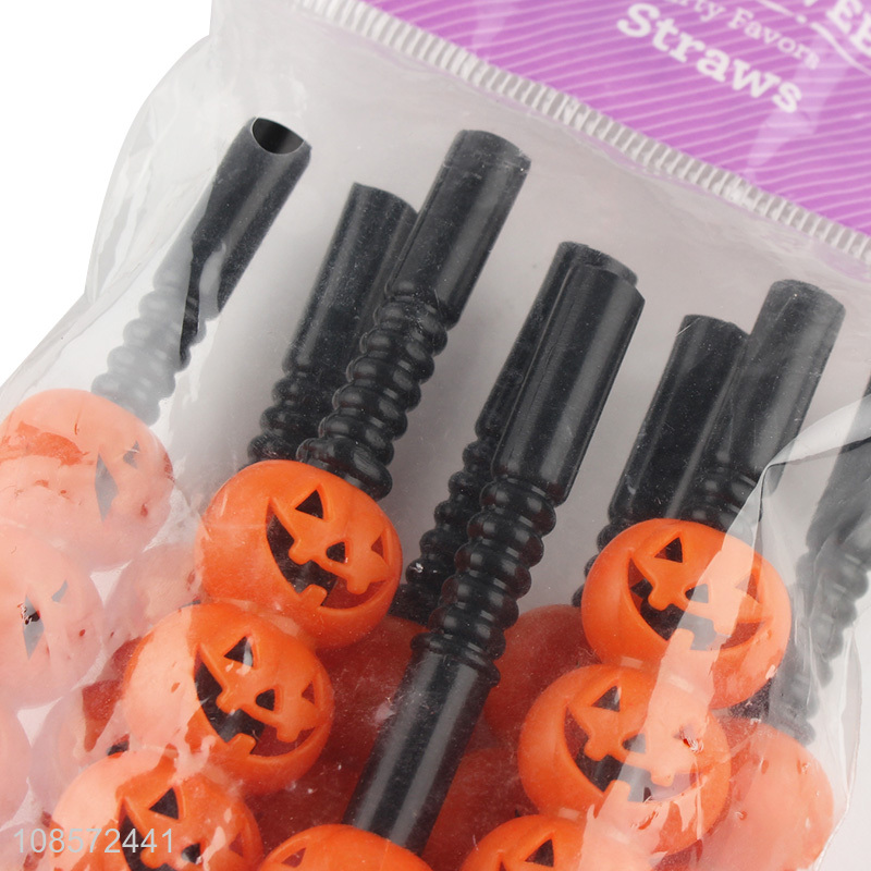 Hot selling pumpkin plastic juice straw for Halloween party