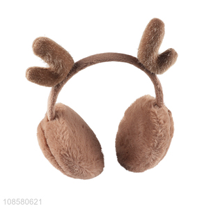 Wholesale cute antler earmuff plush faux fur earmuffs