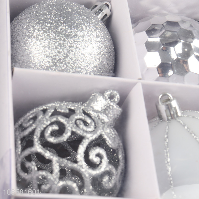 Wholesale 12pcs 6cm silver Christmas balls for Christmas tree decor