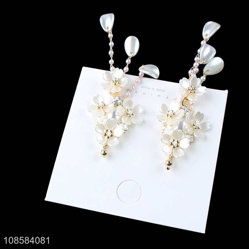 Top quality flower tassel drop fashion earrings for ladies