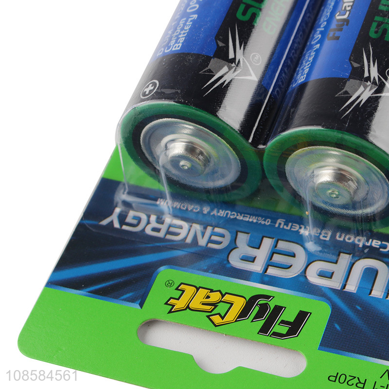 China imports 2 pieces 1.5V type D carbon-zinc batteries