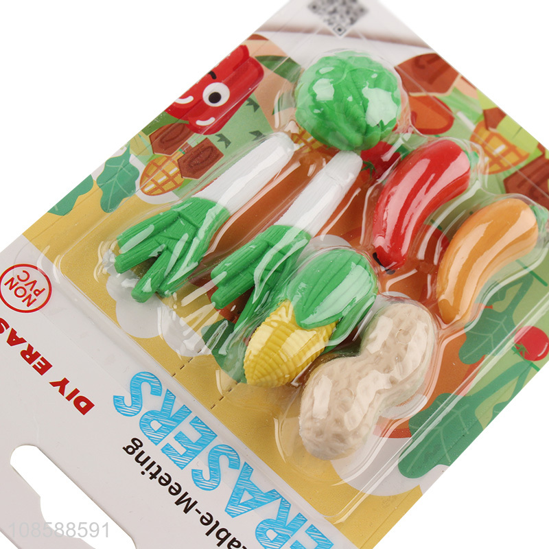 China factory vegetable shape diy eraser set for school students