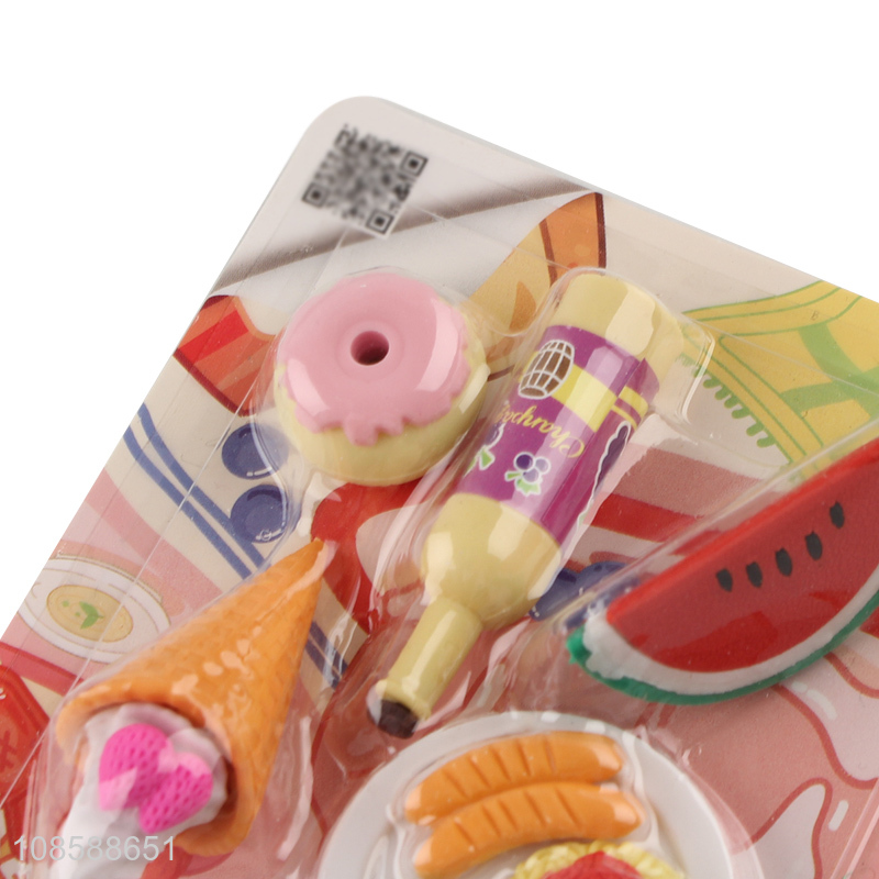 Top selling food shape school office stationery eraser set