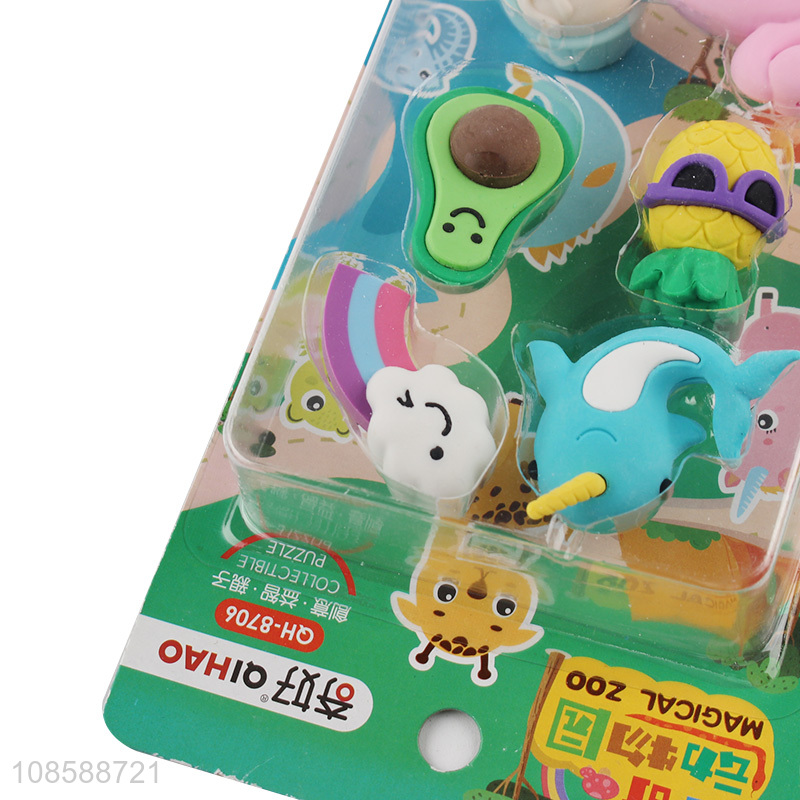 Top quality cartoon children students eraser set for stationery