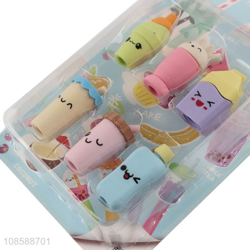 Factory supply multicolor cartoon stationery eraser set for sale