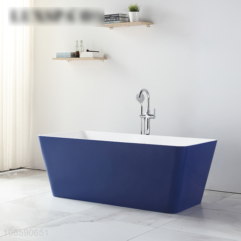 New design blue freestanding artificial stone bathtub adult bathtub