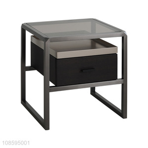 Factory supply glass bedside cabinet bedroom bedside storage cabinet