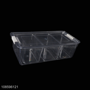 High quality transparent 3-compartment plastic refrigerator storage box