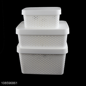 Popular products white plastic storage box storage basket with lids