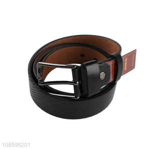 Wholesale 125cm pin buckle textured pu leather belt for men