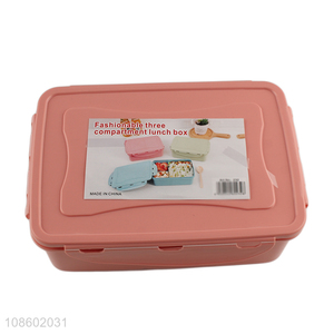 New arrival portable plastic three compartment lunch box bento box