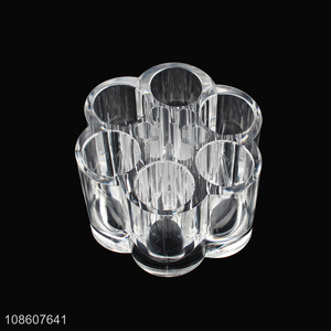 Wholesale flower shape clear acrylic cosmetic organizer display rack