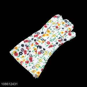 Wholesale floral print cotton gauze safety gloves for gardening landscaping