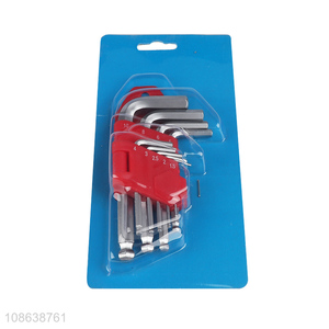 Factory supply 9pcs L type steel material ball head hex key set