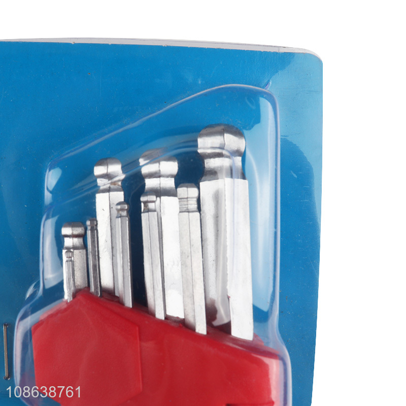 Factory supply 9pcs L type steel material ball head hex key set