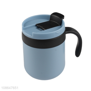 Low price home office double-walled thermal water cup with handle